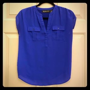 INC. Blouse. V-neck. Blue. Short Sleeve. P/P.
